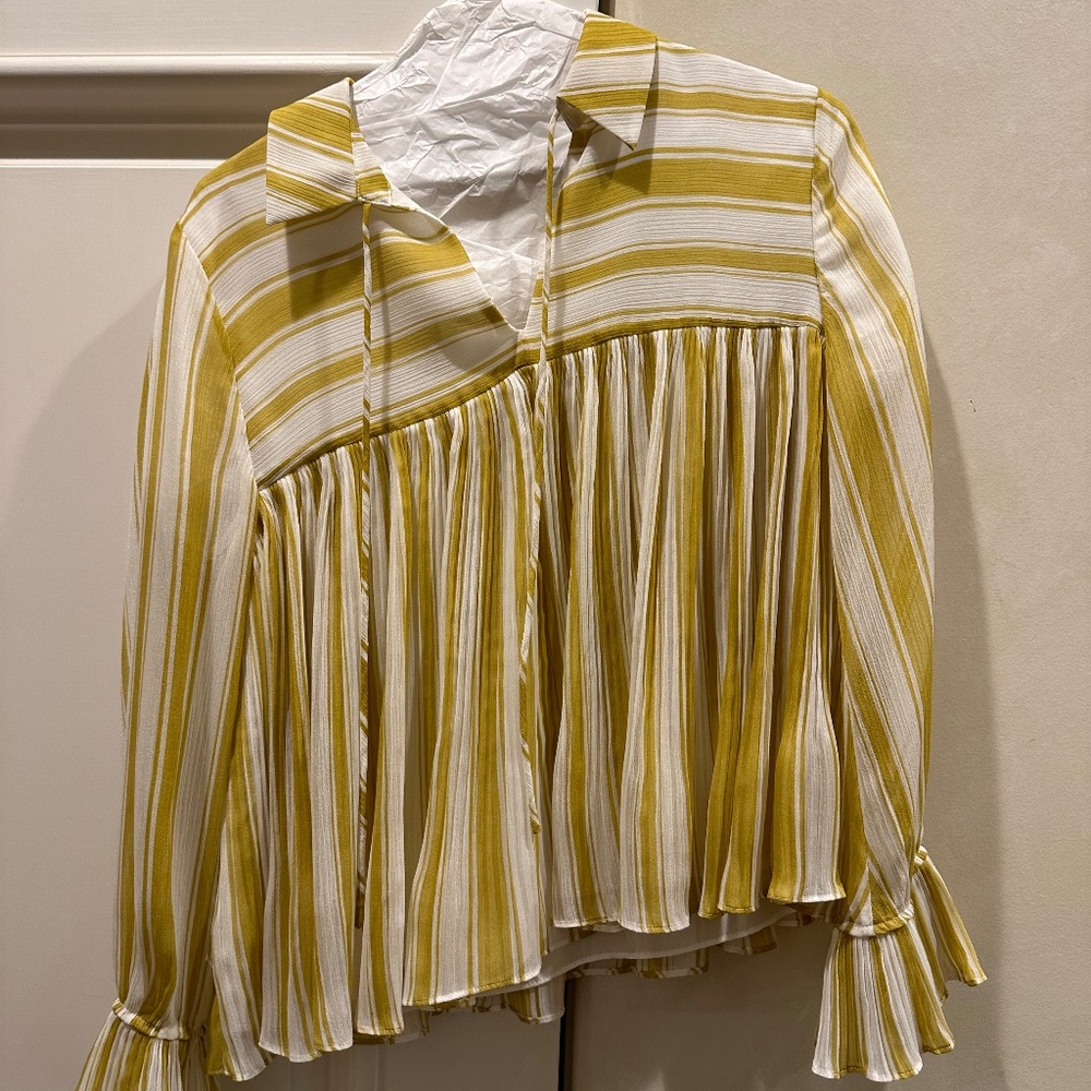 Long sleeve Shirt with pleated body and cuffs, Size Small